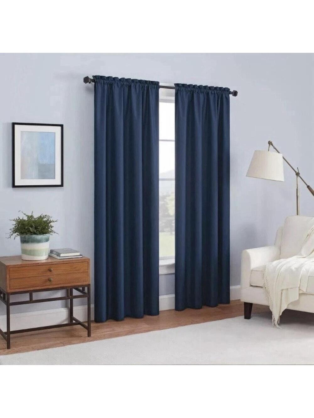 Eclipse Braxton Blue Thermaback Single Blackout Curtain Panel 42" x 63"
